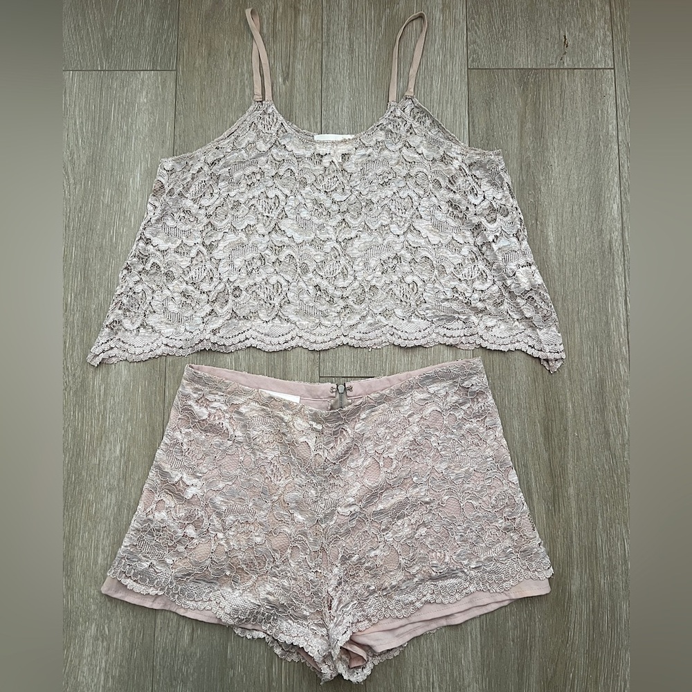 ALEXIS BLUSH VINTAGE LACE SET